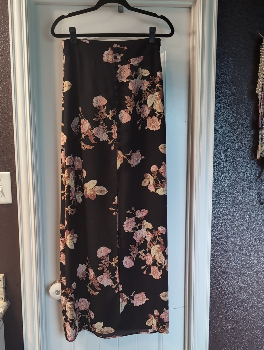Olivaceous Black Floral Maxi Skirt
